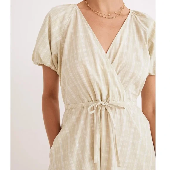 NWT Madewell Plaid Tie-Waist Midi Dress - Picture 3 of 6